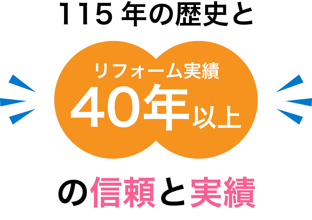 115年の歴史とリフォーム40年以上の実績の信頼と実績